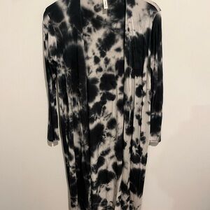 Black and White Tie-Dye long Cardigan